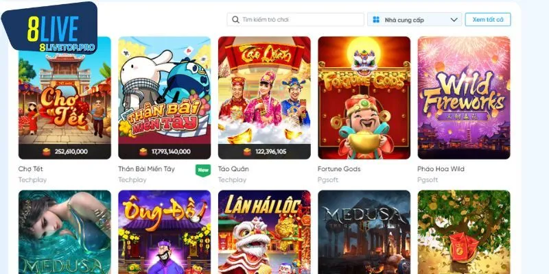 Thế giới game nổ hũ phong phú tại 8LIVE