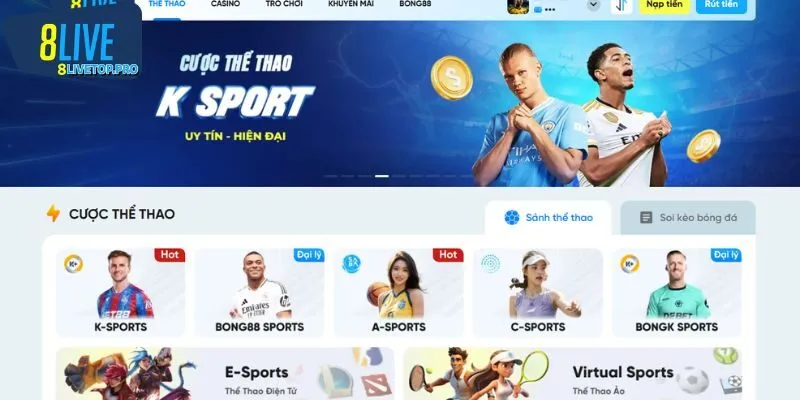 Thể thao 8LIVE đa dạng và cập nhật liên tục